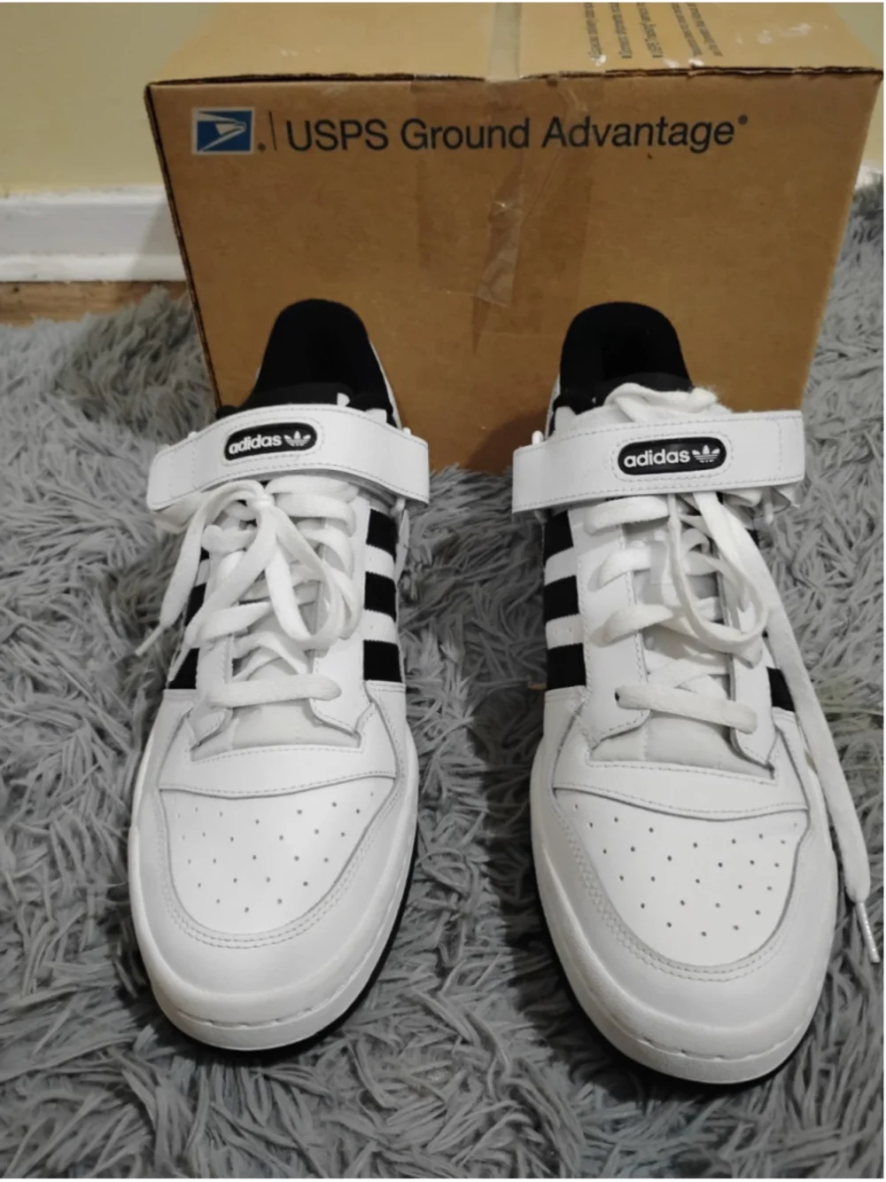 Adidas Forum Low Shoes Mens Size 13 White Black Strap Sneakers Originals FY7757